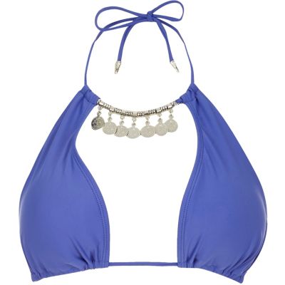 RI Resort blue halter neck bikini top